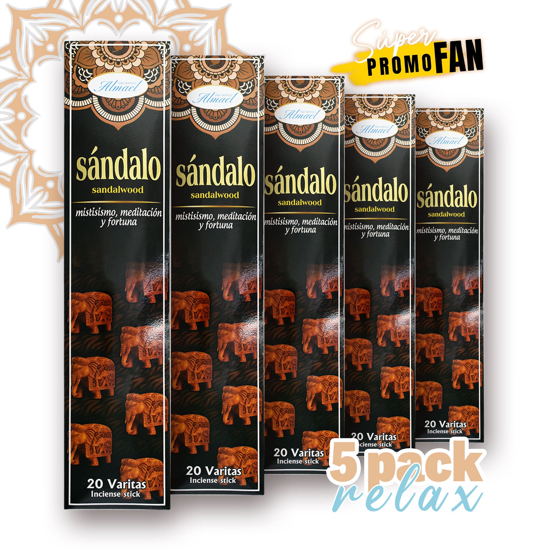 5 Pack Relax Sándalo Incienso Almael 20 varitas