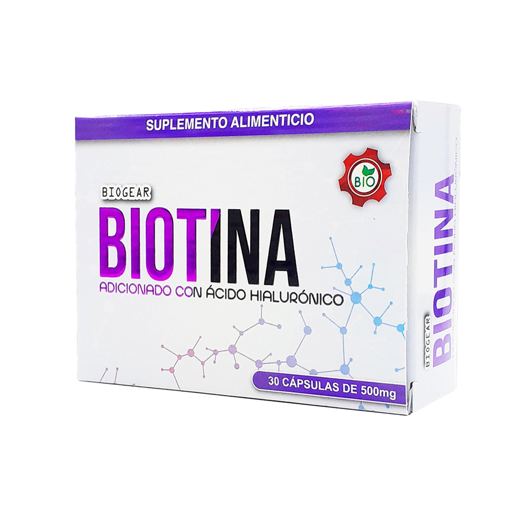 Biotina con ácido Hialurónico Biogear 30 caps