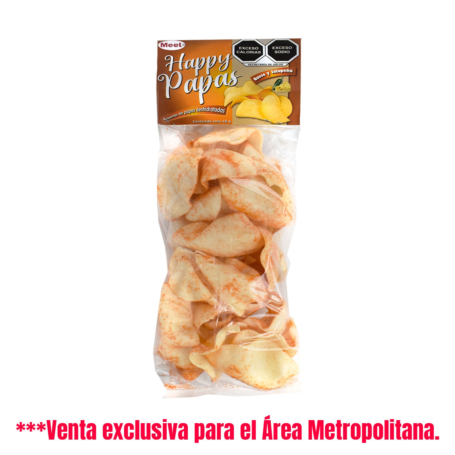 Hojas de Papa Deshidratada Sabor Queso Jalapeño Meel Happy 40 g