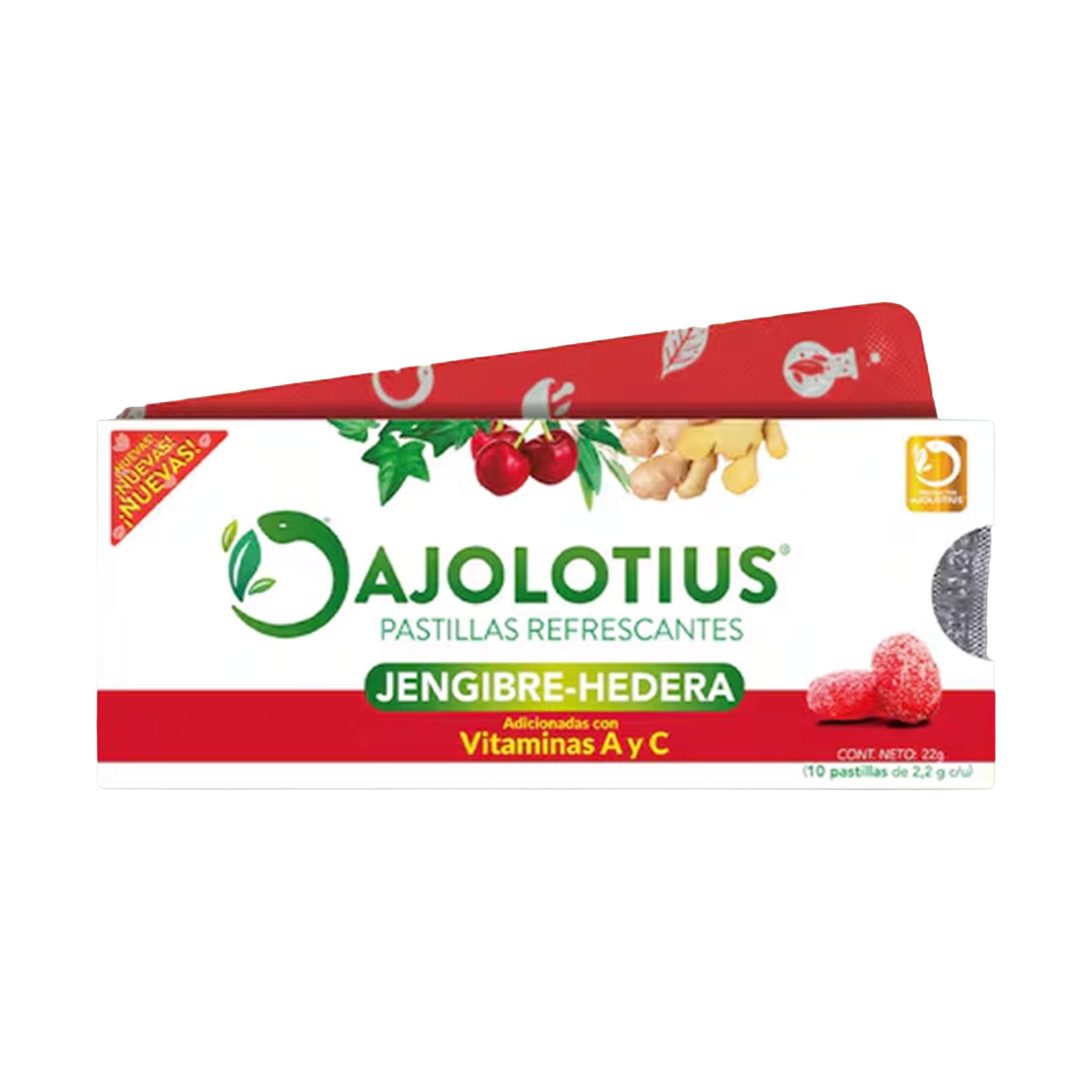 Pastillas Refrescantes Jengibre Ajolotius blister 10 pastillas