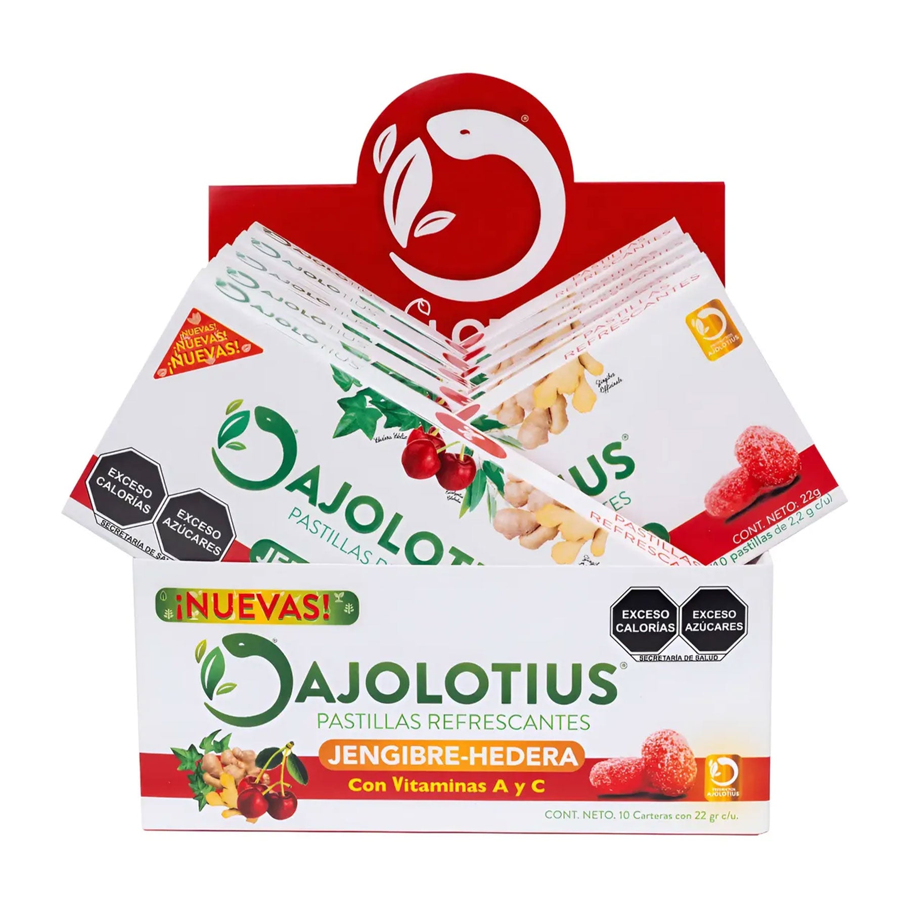 Pastillas Refrescantes Jengibre Ajolotius blister 10 pastillas