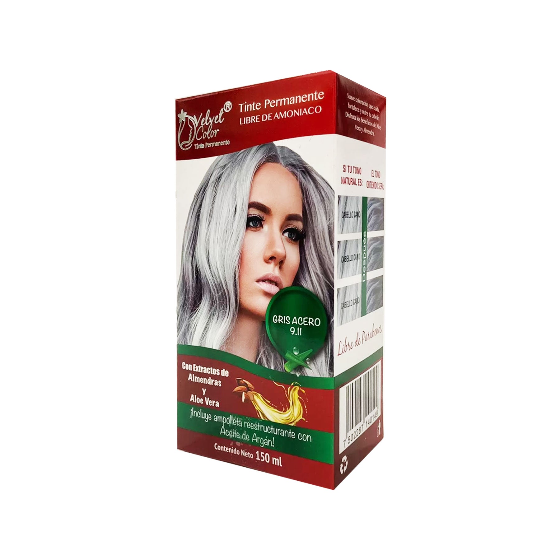 Tinte Permanente Gris Acero 9.11 Velvet 150 ml