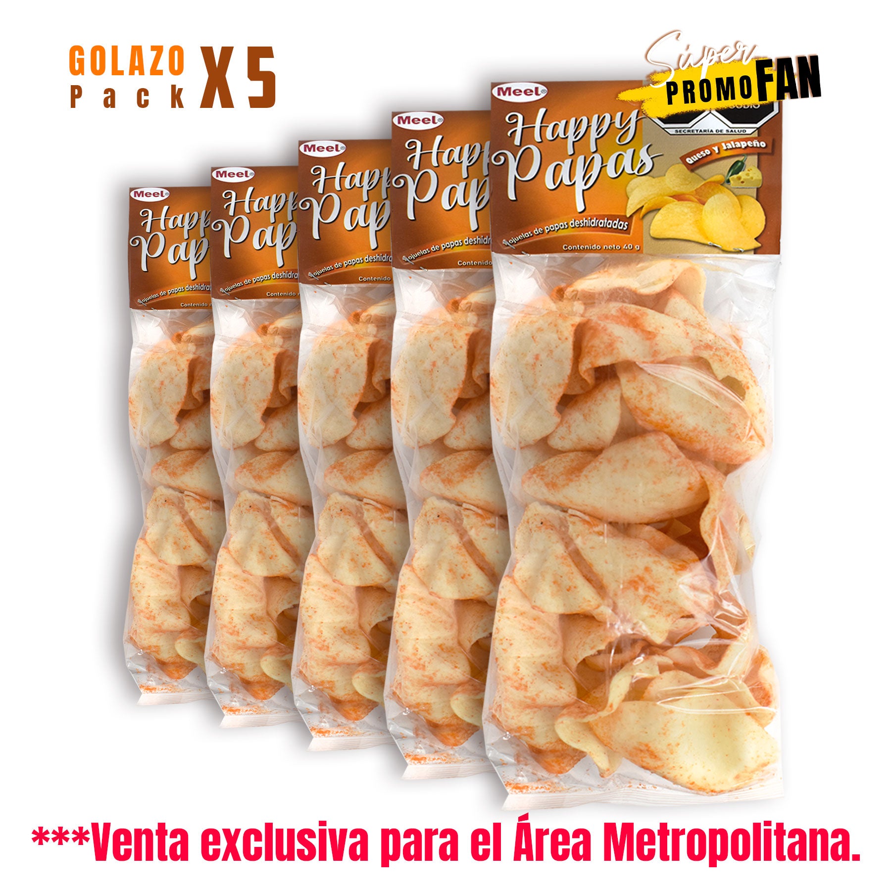 Hojas de Papa Deshidratada Sabor Quso JalapeñoMeel Happy 40 g
