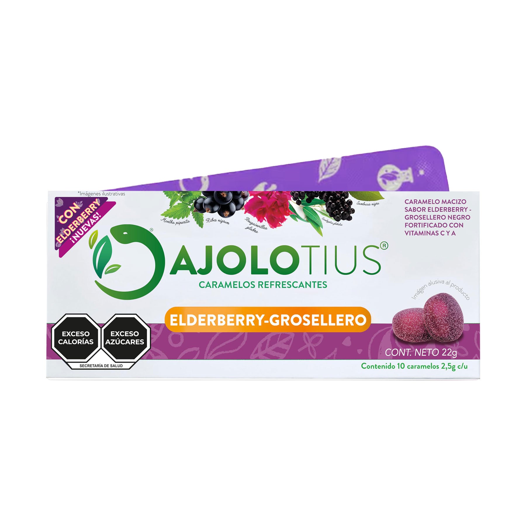 Pastillas Refrescantes Eldeberry / Grosella Ajolotius blister 10 pastillas