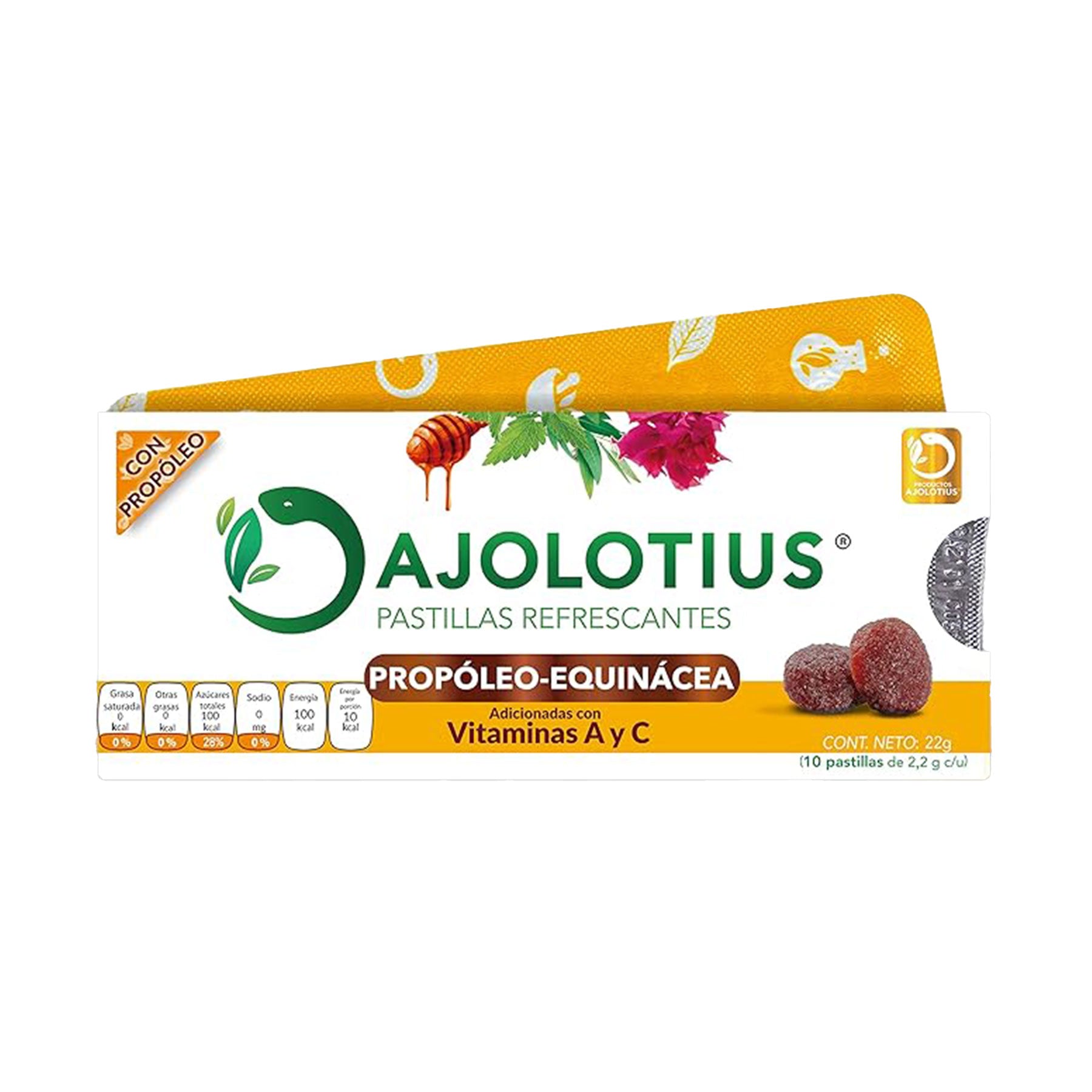 Pastillas Refrescantes con Propóleo Ajolotius blister con 10 pastillas