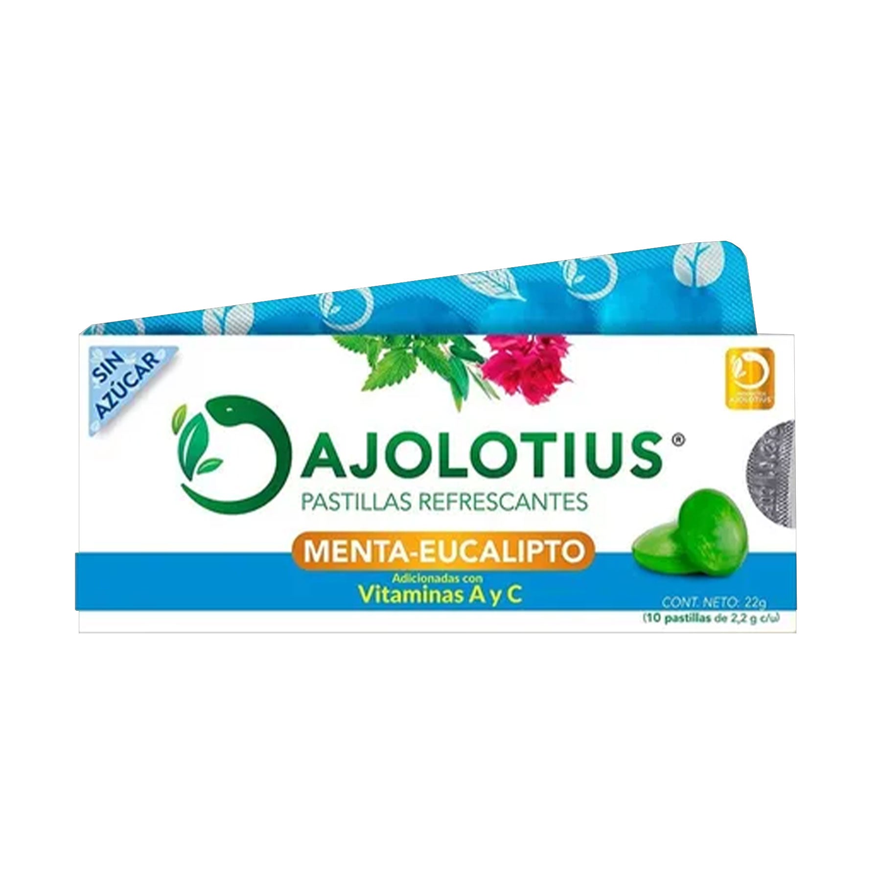 Pastillas Refrescantes sin Azúcar Ajolotius blister 10 pastillas