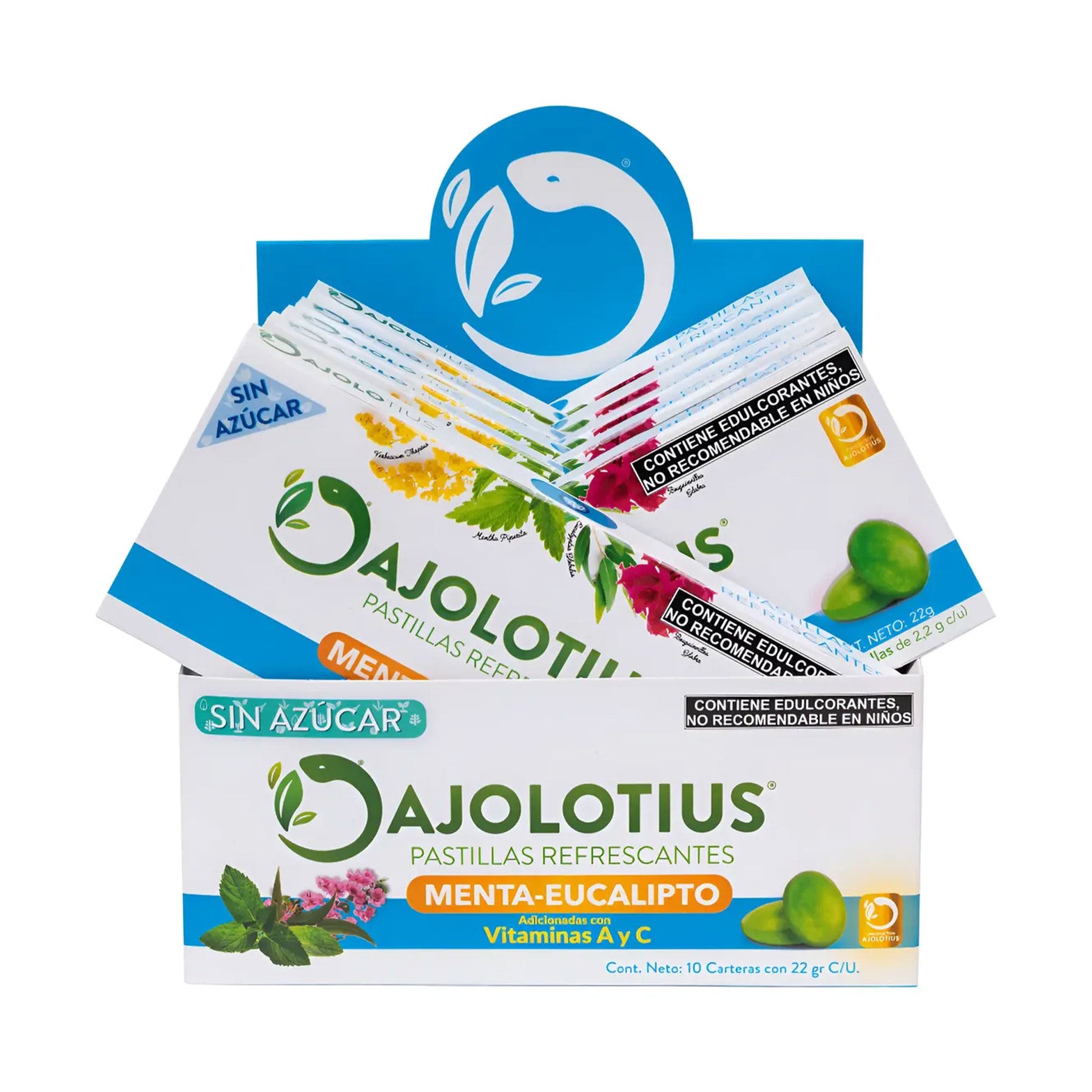 Pastillas Refrescantes sin Azúcar Ajolotius blister 10 pastillas