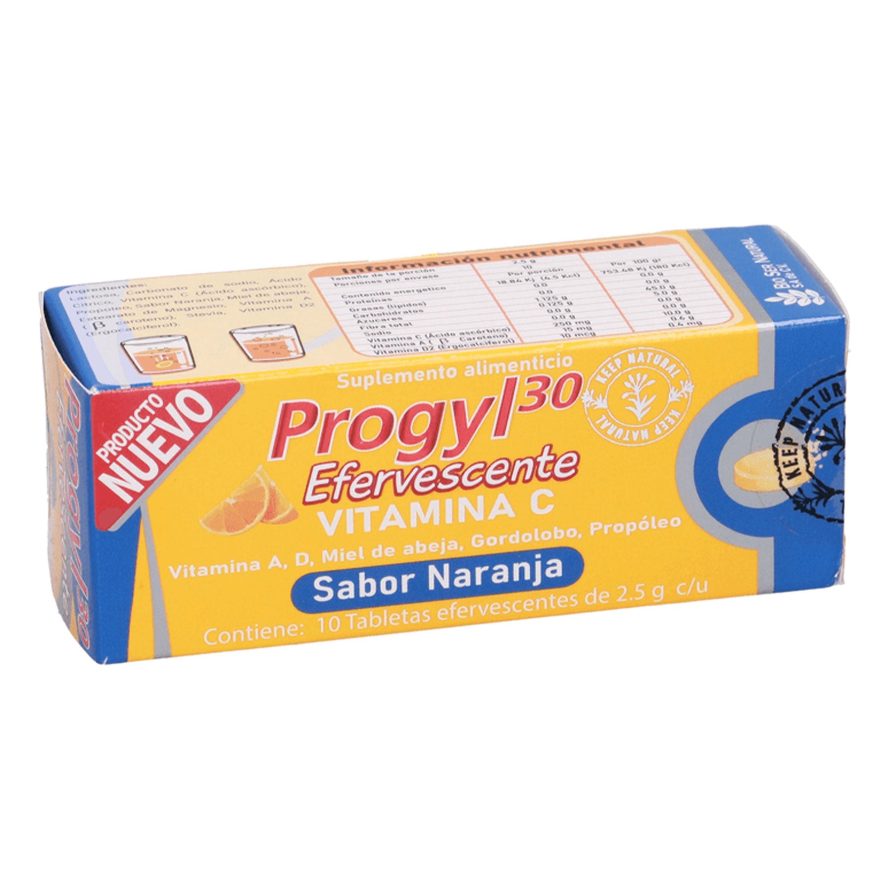 Progyl 30 Efervescente con Vitamina C 10 tab