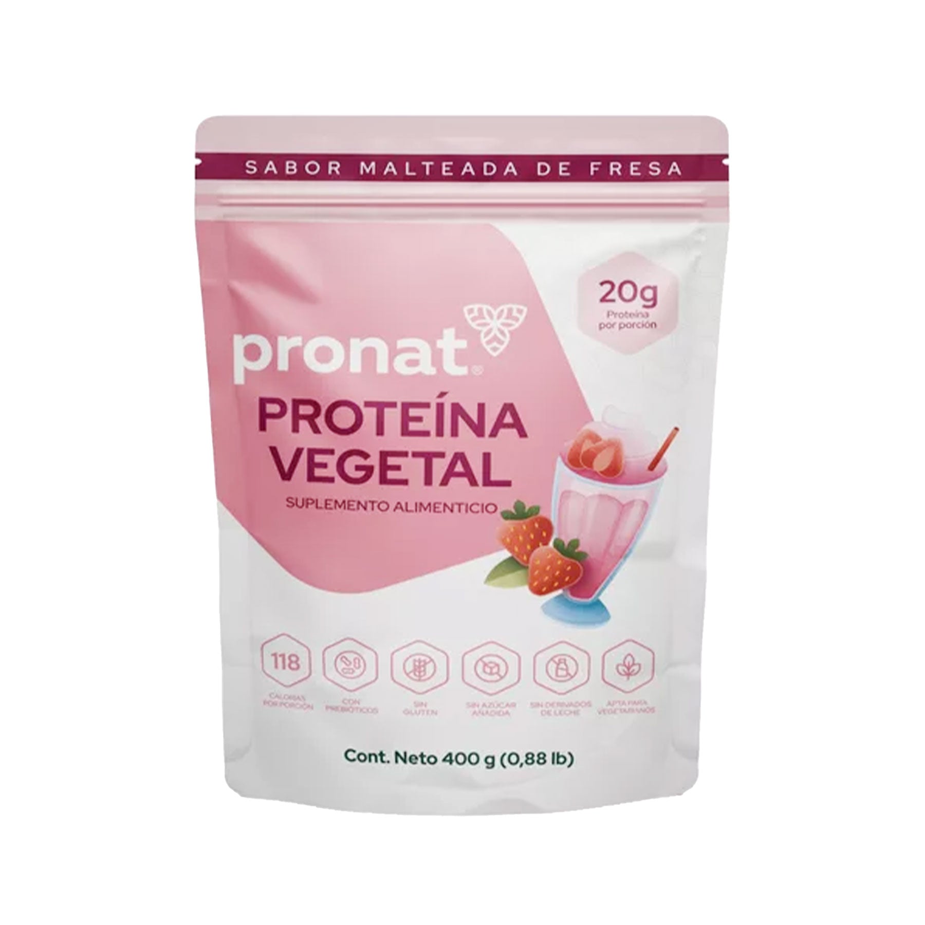 Proteína Vegetal Fresa Pronat 400 gr