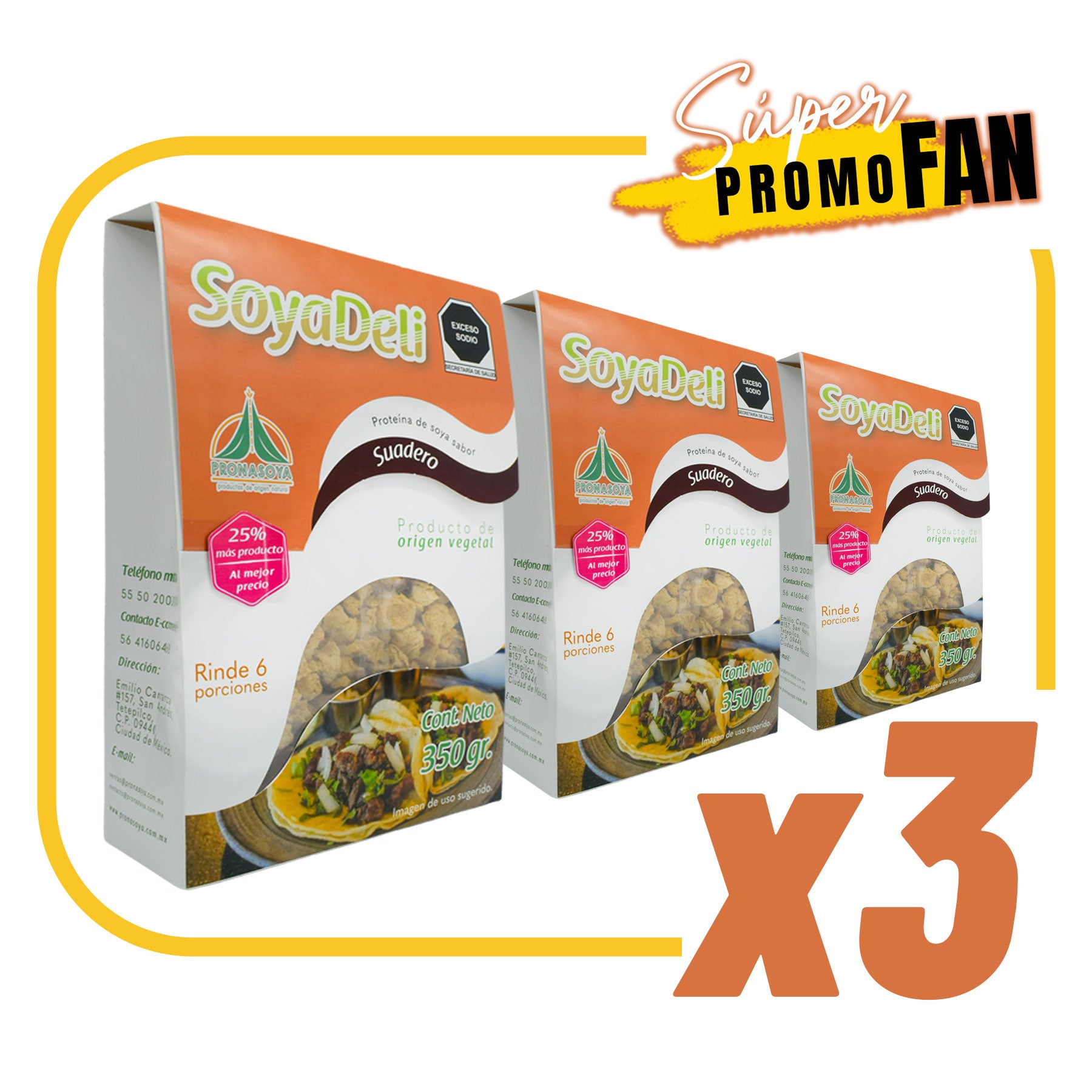 Súper Promo Fan Soyadeli Suadero 350 gr X3