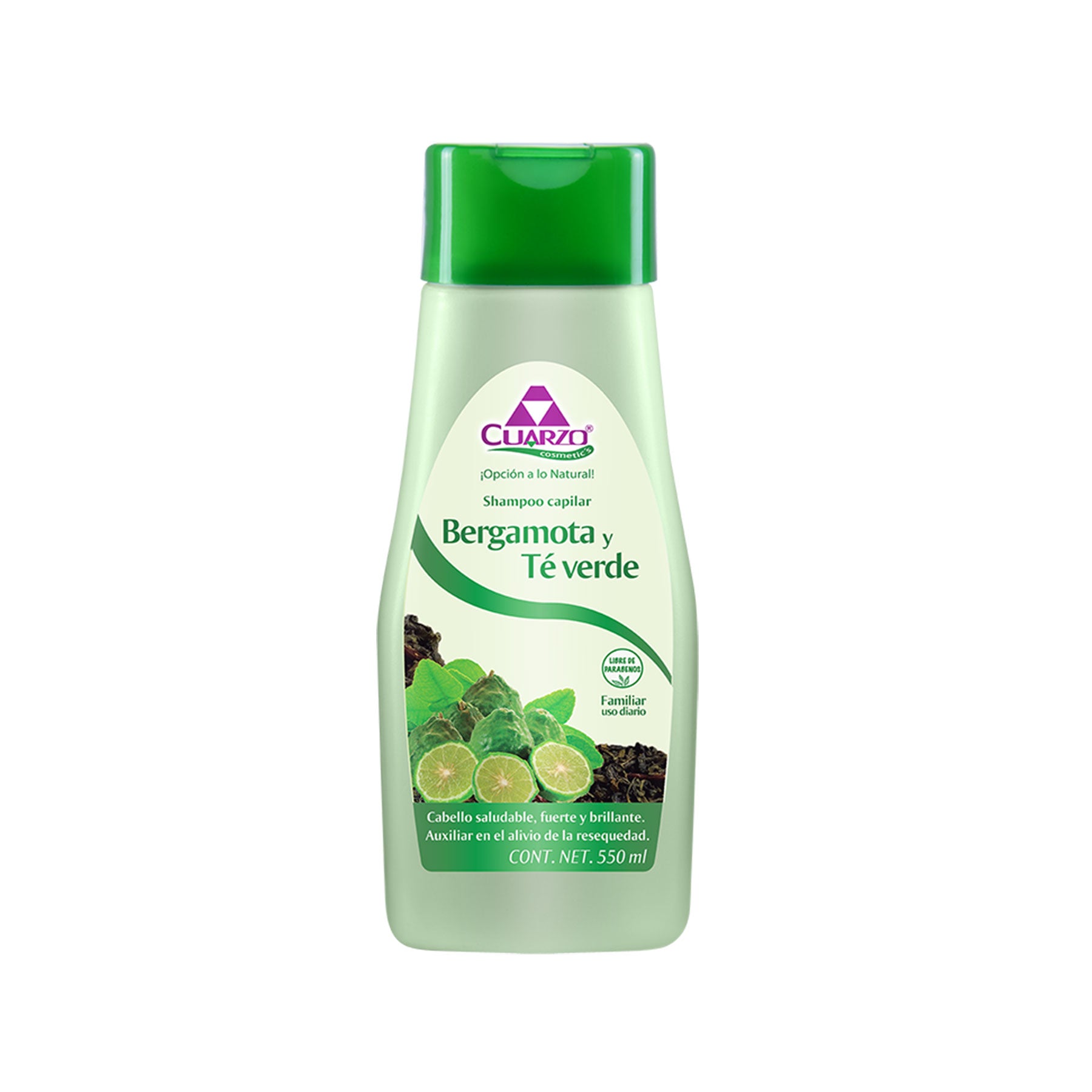 Shampoo Bergamota y Te Verde Cuarzo 550 ml