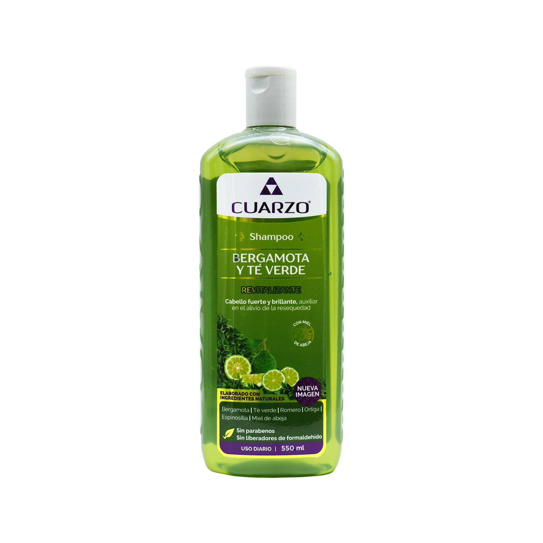 Shampoo Bergamota y Te Verde Cuarzo 550 ml