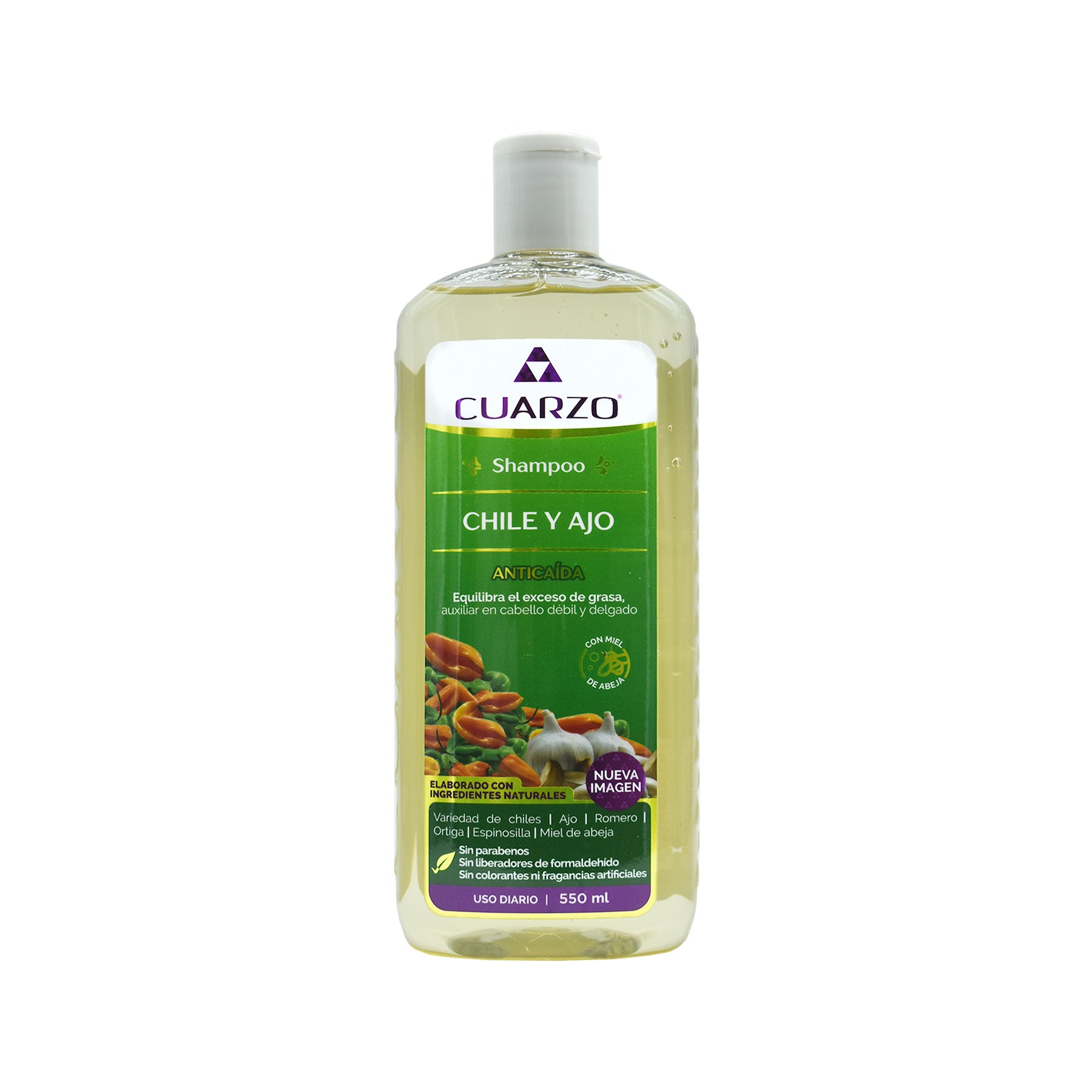 Shampoo de Chile y Ajo Cuarzo 550 ml