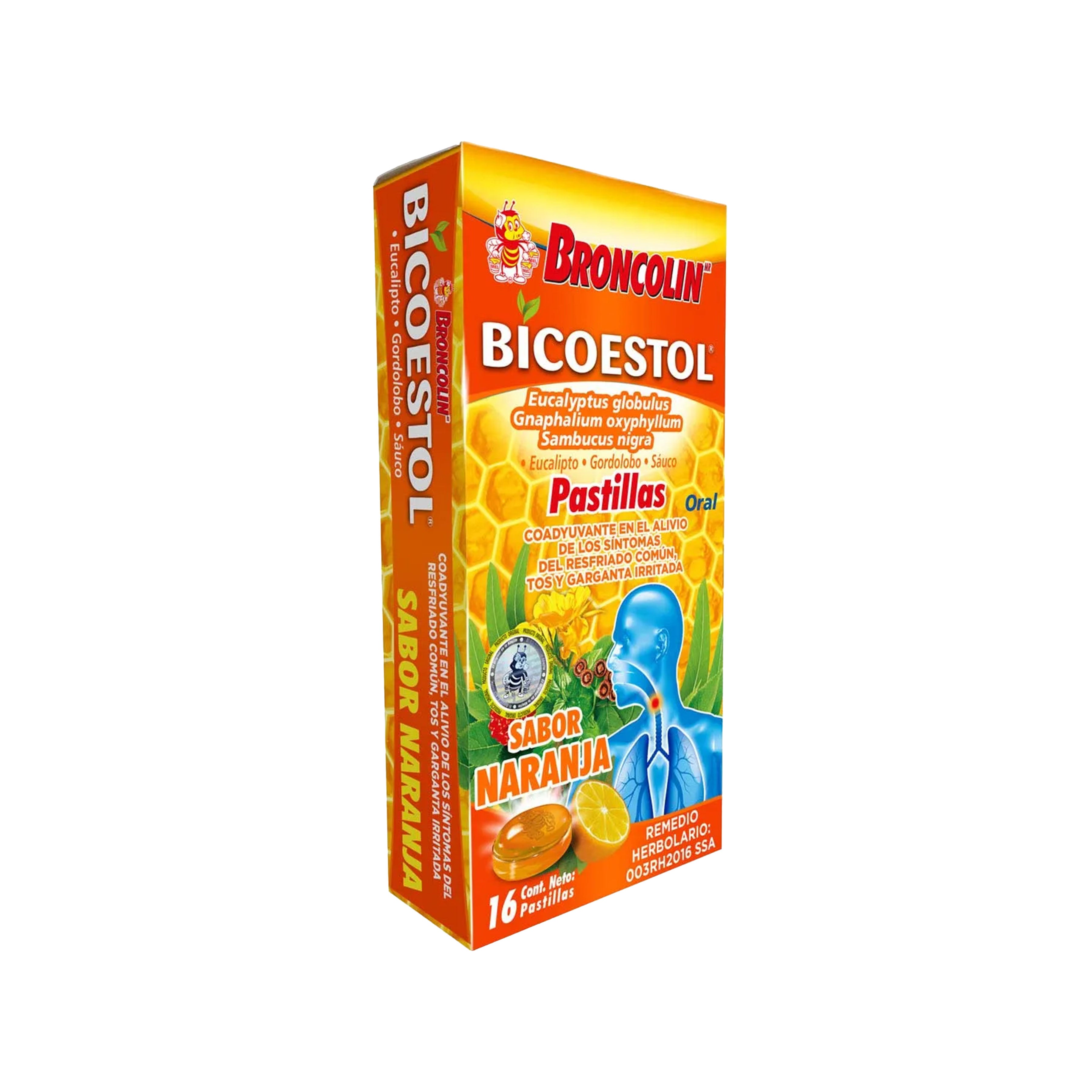 Bicoestol Naranja Broncolin 16 Pastillas